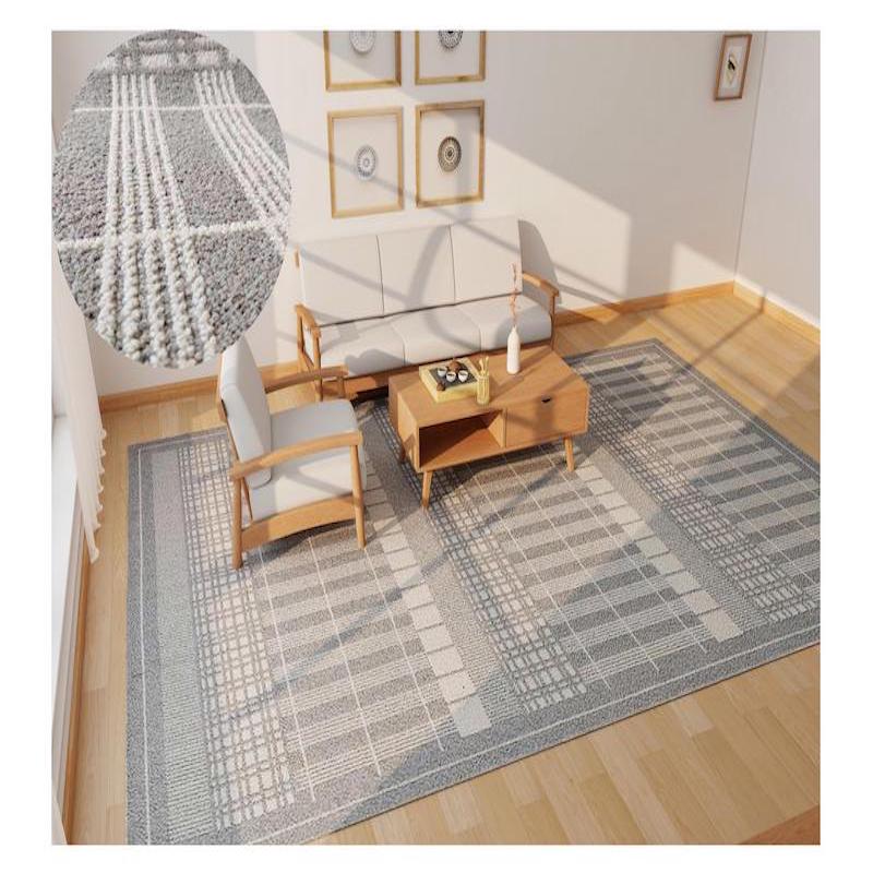 Multi-fiber multi-color jacquard wool pile carpet